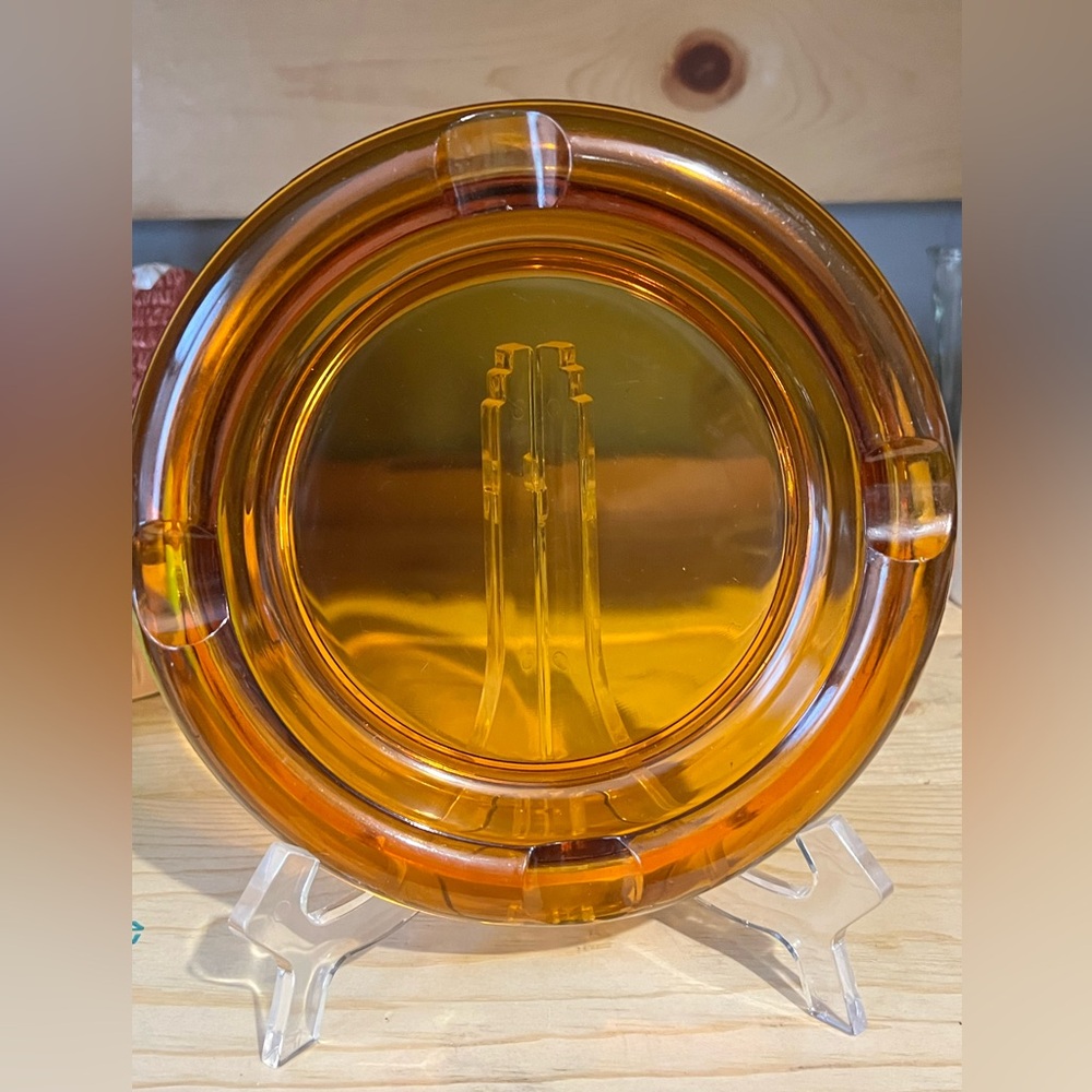 Vintage brown Amber glass ashtray